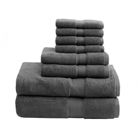 MADISON PARK SIGNATURE Madison Park MPS73-197 800Gsm 100 Percent Cotton Towel; Grey - 8 Piece Set MPS73-197